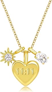 Dainty Gold Mom Heart Charm Pendant Necklace for Women 18K Gold Plated Cute Cubic Zirconia Mama 1111