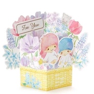 日本粉藍色Little Twin Stars 花藍 生日卡 萬用卡