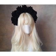 Black Frida Kahlo velvet flower hairband