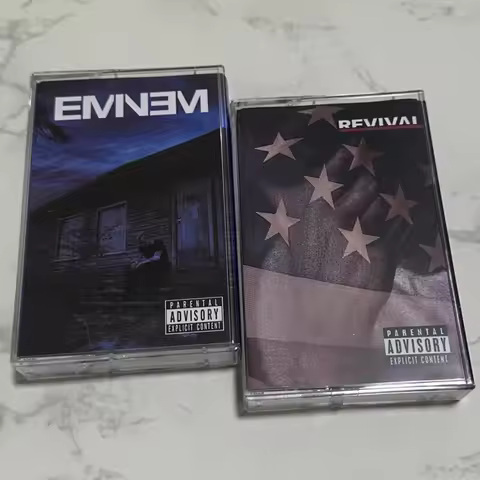 Eminem The Marshall Mathers LP & Revival 2-Pack Hip Hop Rap Audio Cassette Tapes Retro Vintage Analo