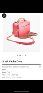 全新Chanel 牛皮粉紅色拼金扣相機包 vanity case camera bag