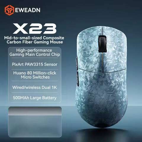EWEADN X23 Carbon Fiber Lightweight Wireless Gaming Mouse PAW3315 16000DPI Tri Mode 500mAh Dual 1K f