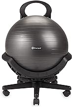 Gaiam Ultimate Balance Ball Chair (Standard or Swivel Base Option) - Premium Exercise Stability Yoga Ball Ergonomic Chair for Home and Office Desk - 52cm Anti-Burst Ball, Air Pump, Exercise Guide