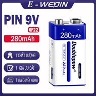 Pin sạc 9V 6F22 -  280mAh (loại pin vuông) Doublepow - Pin chuẩn