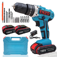 ENZO สว่าน 3 ระบบ สว่านไร้สาย สว่านแบตเตอรี่ 199V มีแบตเตอรี่ 2 ก้อน เจาะไม้ เจาะปูน เจาะเหล็ก ขันน็