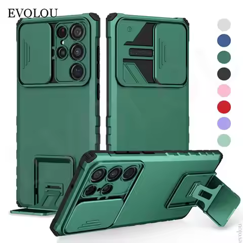 Slide Lens Case for Samsung Galaxy S23 Ultra S22 Plus S23 5G S24 Ultra Hybrid Armor Shockproof Kicks