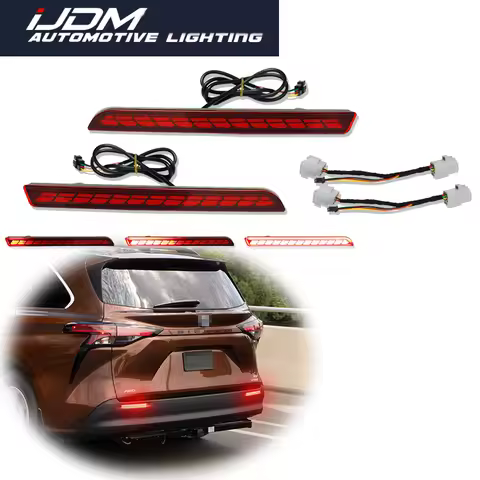 For Toyota Sienna 2021 2022 2023 Red LED Rear Bumper Reflector Lights Function as Tail/Brake Rear Fo