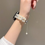 Metallic Butterfly & Faux Pearl Adjustable Chain Style Band Compatible With Apple Watch Series 8/9/1