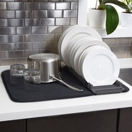 【Umbra】吸水墊+碗盤瀝水架(墨黑) | 餐具 碗盤收納架 流理臺架