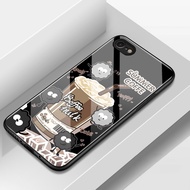 Case For iPhone 6 Plus 6s 7 8 X Xs Max Xr Coffee Pattern Glass Cute Cartoon Shockproof