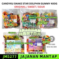 Halal CANDYKU ULAR SNAKE STAR DOLPHIN GUMMY 400G ORIGINAL / SWEET / SOUR Jm5277