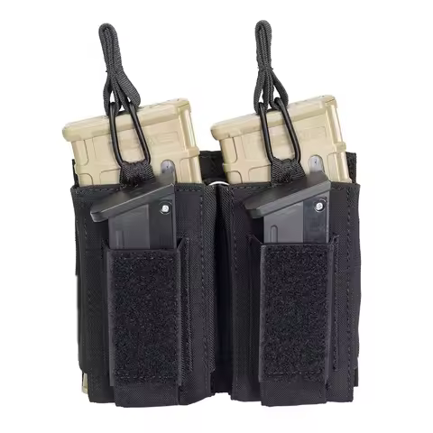 Open-Top Single/Double Molle Magazine Pouch for M4 M14 M16 AK AR Elastic Rifle Magazines for Pistol 