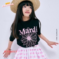 Mardi Mercredi เสื้อยืดเด็ก ของแท้💯 Flower Kids Tshirt Black-Pink