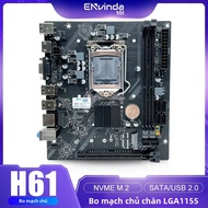 ENVINDA H61 Micro ATX Bo Mạch Chủ LGA 1155 Bộ Intel Core 2nd 3rd Gen CPU Hỗ Trợ M.2 NVME SSD Dual DD