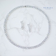Neriza Jewelry/ชุดสร้อยคอเพชรเกรดท๊อปงานจิวเวลรี่ประกายไฟเทียบเท่าเพชรแท้ จัดส่งพร้อมกล่อง NSW072