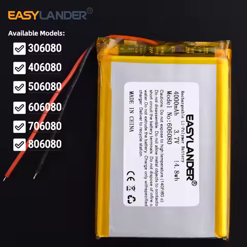 3.7V 4000mAh 606080 406080 306080 506080 706080 806080 Polymer lithium ion / Li-ion battery