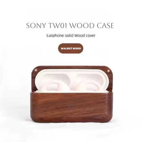 Handcrafted Wooden Case for Sony Ambie AM-TW01 / TW02 – True Wireless Bone Conduction Earbuds Protec