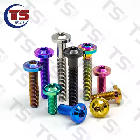 TS M4/M5/M6/M8X10/15/20/25/30/35-60mm multicolor Titanium Bolts Screws Button Torx Head Bicycle Moto