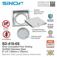 sinor floor grating 6x6 sd-418-6 concealed floor grating floor trap sus 304 tiles insert floor trap 