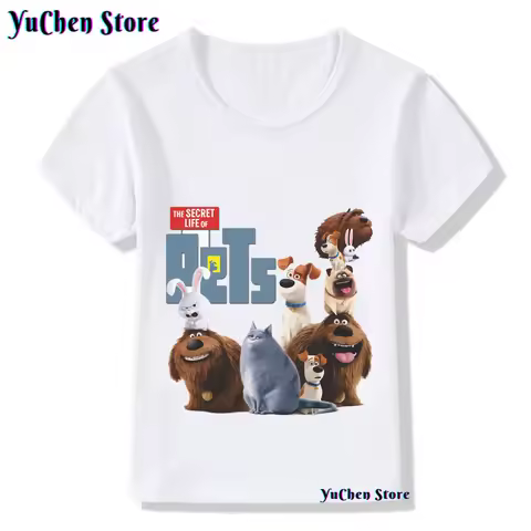2024 New Style Snowball Rabbit Pet-Secret Life T-shirt Cartoon Print Funny Kids Tshirt Clothes Kawai