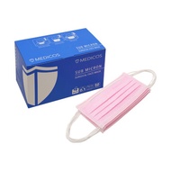MEDICOS Sub Micron Surgical Face Mask 4ply (Taffy Pink) 50's