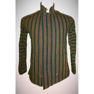 ready atasan tradisional / baju surjan lurik pria dewasa / baju lurik - hijau coklat m