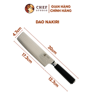 Dao Nakiri Chefstudio - Damascus Basic độ dài 17.3cm chuyên dùng thái thịt cá thái rau củ và gọt hoa