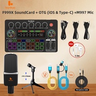 Soundcard bonkyo Professional Live  F999X SoundCard + OTG (iOS & Type-C) +M997 Mic Set , Kualiti Bun
