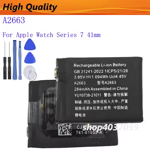 A2663 For Apple Watch Series 7 8 9 series7 series8 series9 41mm 309mAh Replacement Battery Bateria +