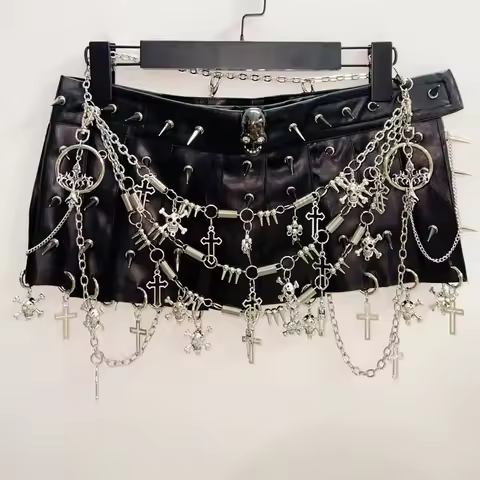 Gothic Short skirts harajuku Short skirts gothic clothes y2k clothes y2k fashion Skull Short skirts 