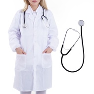 mifengda Scientist Doctor Costume Women Men Halloween White Long Sleeve Lab Coats with Stethoscope f