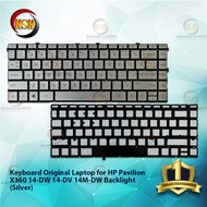 Original Laptop Keyboard HP Pavilion X360 14-DW 14-DV Backlight Silver