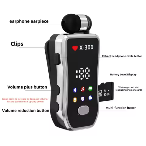 X300PK F920 F910 X100 Commercial V5.4 Bluetooth Earphone Battery Display High Definition Sound Quali