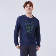 ESP เสื้อสเวตเตอร์ลายเฟรนช์ชี่ ผู้ชาย สีน้ำเงินเข้ม | Frenchie Textured Sweater I 03979