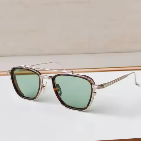JMM AZ19K 1992 2026 Retro Aviator Sunglasses Silver Metal Frame Blue Gradient Lens Double Bridge UV4