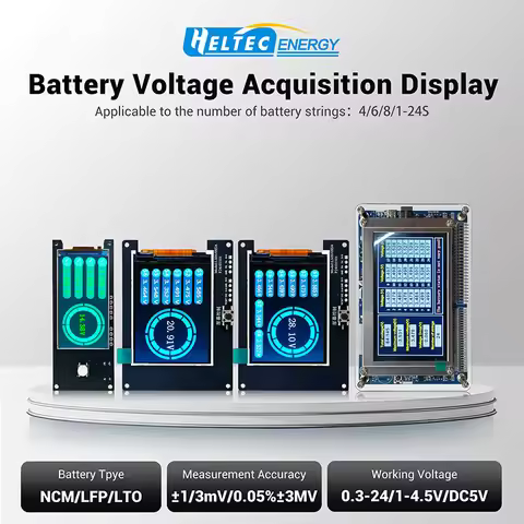 Heltecbms 4S 6S 8S 24S Battery volatge tester 12V 24V 48V 60V Lithium/Lifepo4 battery voltage checke