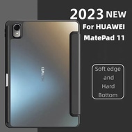 เคสใหม่ล่าสุดสำหรับ Huawei MatePad Air 11.5 2023 MatePad 11 2021 2023แท็บเล็ต HD อะคริลิค Backboard ยากอุปกรณ์ป้องกันฝาครอบสมาร์ทหนัง PU