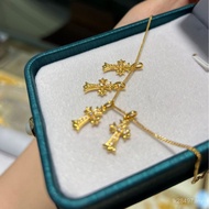 Moissan au750 Colorful Gold Clavicle Chain Female Light Luxury Pendant Pendant Cross 18k Gold Wholes