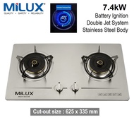 Milux MGH-S633M Stainless Steel Built-in Hob Double Burner Gas Cooker Stove (7.4kW) Dapur Gas