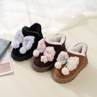 Girls Snow Boots with Thick Fur Kids Princess Boots Cute Big Bowknots 2025 New Fashion Children Shor
