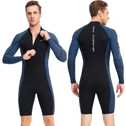 Men's Wetsuit 1.5mm Neoprene Shorty Diving Suit Shorts Diving Full Body Front Zipper Dive Skin for S