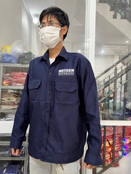 Áo bảo hộ lao động HUTECH xanh đen đồng phục công nhân trang phục ngành nghề chất lượng vải kaki đủ 
