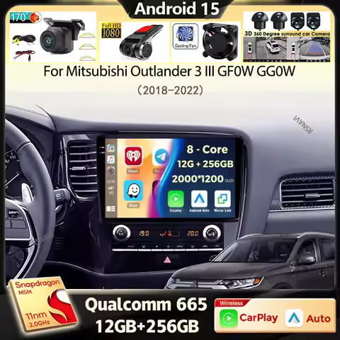 Android 15 Car Radio For Mitsubishi Outlander 3 III GF0W GG0W 2018 - 2022 Navigation Multimedia Play