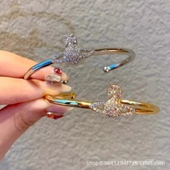 Planet Little Saturn High Version Bracelet Bracelet Opening Bracelet Flat Color Diamond Queen West C