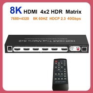 8K HDMI Matrix 4x2 Switch HDMI Splitter 4 In 2 Out HDMI2.1 4K120Hz ARC HDR10+ VRR ALLM Dolby Vision OSD SPDIF 5.1 LR 2CH for PS5