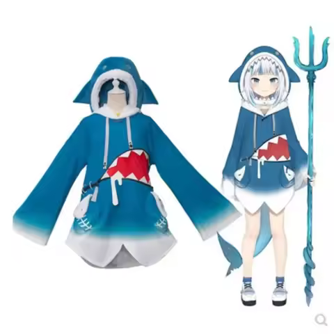 Hololive Gawr Gura Cosplay Costume ENG Shark Costume Wig Cute Hoodie for Women Halloween Party Youtu