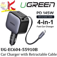 UGREEN CAR CHARGER PD 145W / 90W / 60W USB TYPE C FAST CHARGING WITH  MULTI CHARGER,  AND RETRACTABL