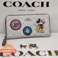 MX3 Coach 3773 women's zipper purse Disney Mickey Mouse badge Long Wallet