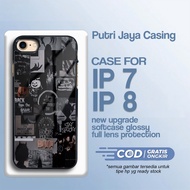 IP 7 Latest/8 - IP 7 /8 - Aesthe Black Motif - Cute Cool - Premium Glossy Hardcase - Latest IP Softc