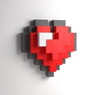 數碼 Heart in minecraft style. Pixel style interior decor. Digital pdf instructions!